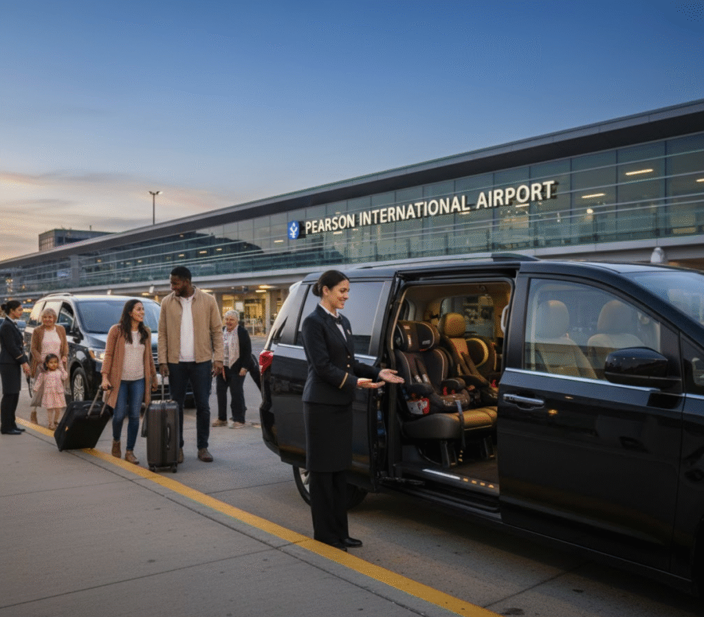 Accessible Minivan Taxi with Child Car Seat at YYZ for Family and Group Airport Transfer